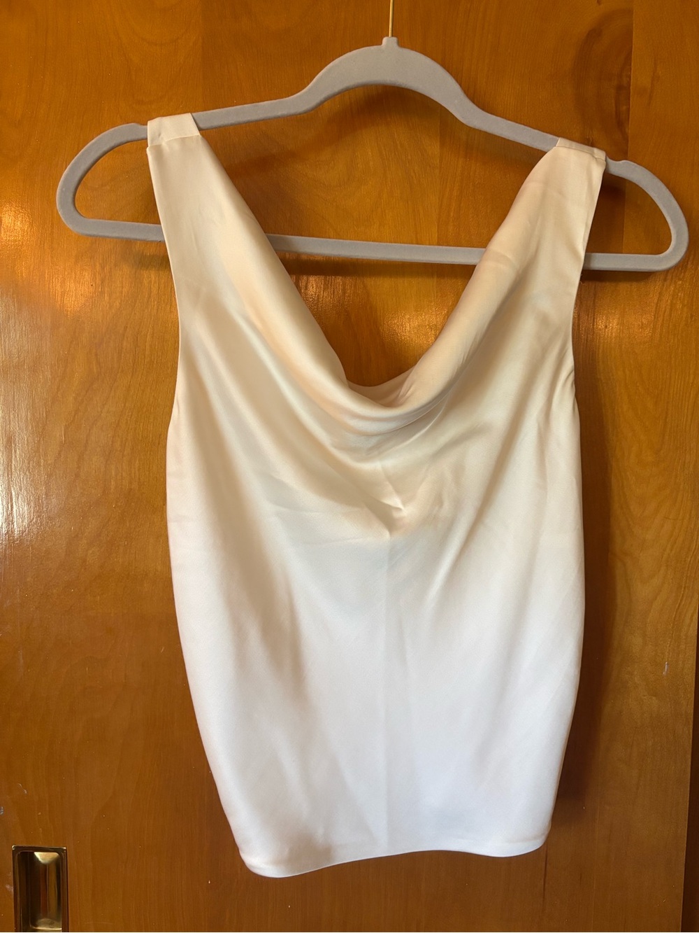 Abercrombie & Fitch Ivory Satin Cowl Neck Tank